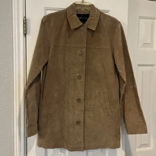 VINTAGE Victoria’s Secret Moda International Tan Suede Button Down Coat  Sz ST