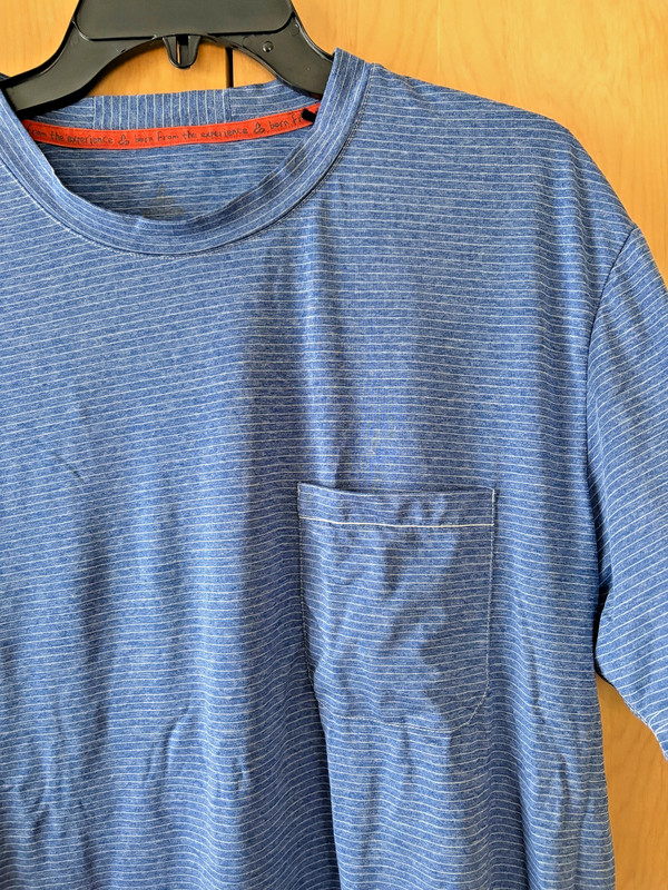 Prana Mens Blue Striped Pocket T Shirt Large Activewear