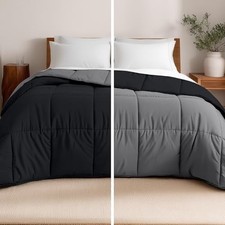 Bare Home King/Cal King Comforter Reversible Black/Grey Goose Down Alternative