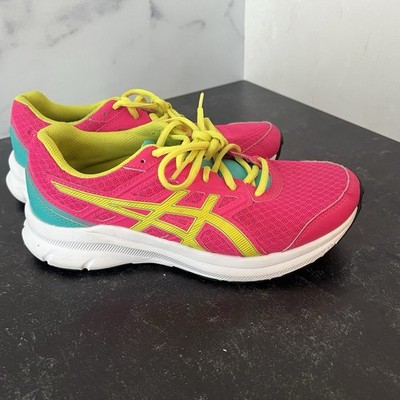 Asics Jolt 3 GS running shoes in Pink Glo/Sour Yuz Aqua Women's Size 6 80s Retro