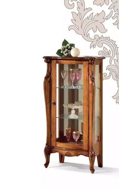 Klassische Braune Glasvitrine Luxus HolzmöBel GlastüR Wohnzimmer MöBel-image
