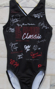 GK Leotard Autograph Print Classic Gymnastics Meet AXS Adult XS