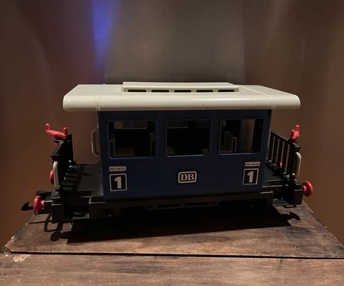 Vintage Blue Train Passenger Car #4100 Playmobil 1985 DB No 1 Car Incomplete