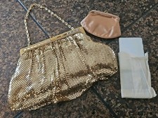 Vintage Whiting Davis Co. Mesh Gold Evening Bag W/Mirror Coin Purse 2982