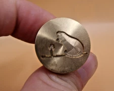 Modern Brass & Wood Cat Destroying 4 Leaf Clover Sealing Wax Stamp Seal