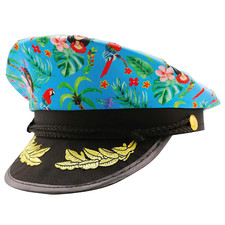 BLUE HAWAIIAN TROPICAL SAILOR CAPTAIN HATS FANCY DRESS SUMMER LUAU PARTY