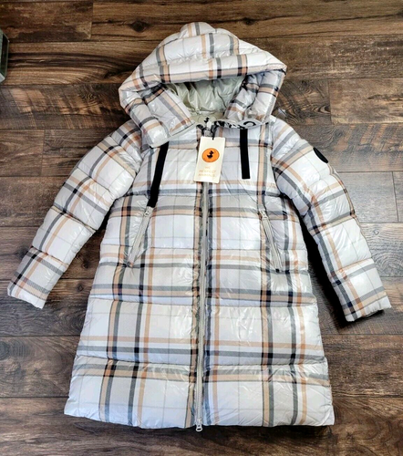 NEW Save The Duck Yvette Insulated Hooded Puffer Oversized Jacket Plaid Size 1 S