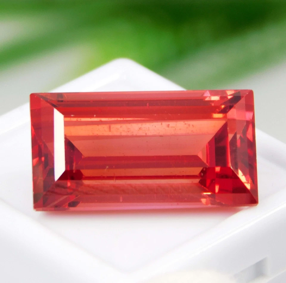 Natural 24.10 Ct Spessartite Orange Peach Garnet Baguette Cut Certified Gemstone - Image 4 of 4