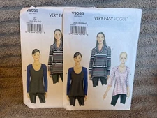 Vogue Pattern V9055 Ms Pullover Top w/Sleeve & Neck Opts & Shaped Hemline