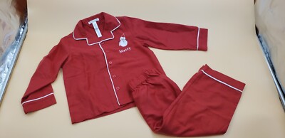 Pottery Barn Kids Red Pajama Set ''Matty'' Size 4 NWT Flannel Top & Bottom