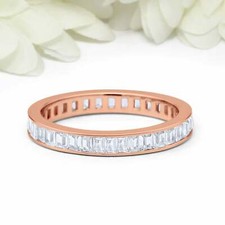 2ct Baguette Cut Simulated Diamond Wedding Band Full Eternity Rose Gold Plated