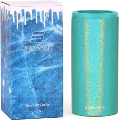 12oz Insulated Slim Can Cooler Irisdescent Teal - Icy Cold Retention FREE SHIP!!