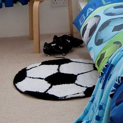 Catherine Lansfield Kinder Teppich Fußball Motiv 65cm Schwarz Weiß Schlafzimmer