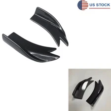 2pcs Carbon Rear Bumper Spoiler Canards Fins Anti-crash Diffuser Protector Kits