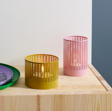 IKEA TESAMMANS Portacandele, Set di 2, Giallo Rosa, Elegante Decorativo NUOVO