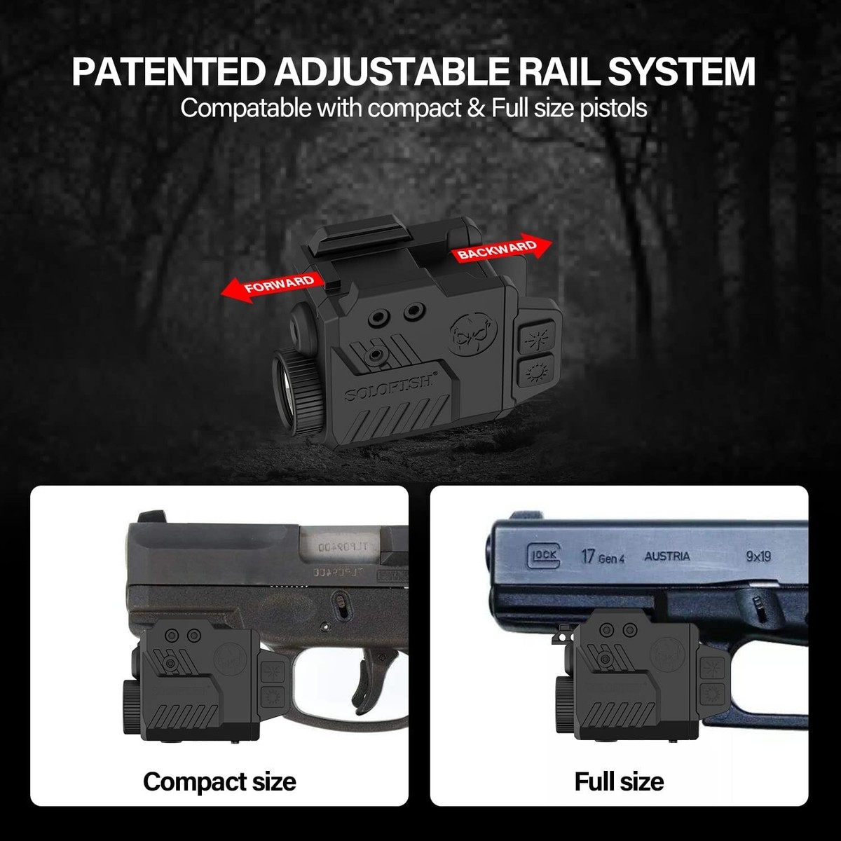 Solofish 700 Lumen Flashlight & Green Laser Sight for Pistol