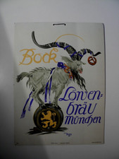 Bock L&ouml;wenbr&auml;u M&uuml;nchen * seltenes altes Papp Schild * 39,8cm x 29cm *