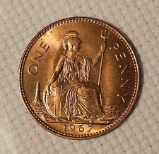 1967 ONE PENNY COIN - QUEEN ELIZABETH II - LAST MINTED