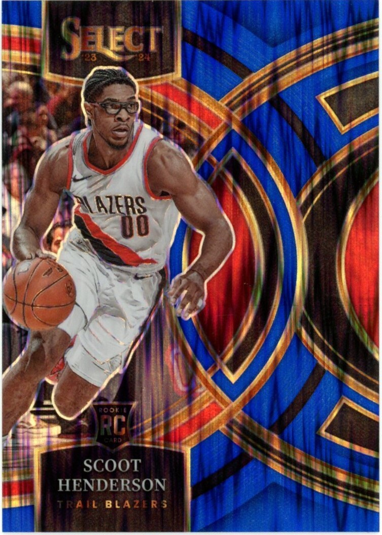 2023-24 Select Scoot Henderson Premier Level Blue Flash Prizm Rookie RC #93/99