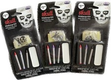 Lot 3 Skull Makeup Halloween Costume Pirate Crossbones Clip-On Earring Skeleton