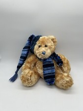 Dan Dee Plush Teddy Bear Brown Blue Scarf Hat Stuffed Animal Toy Hands Hook 10
