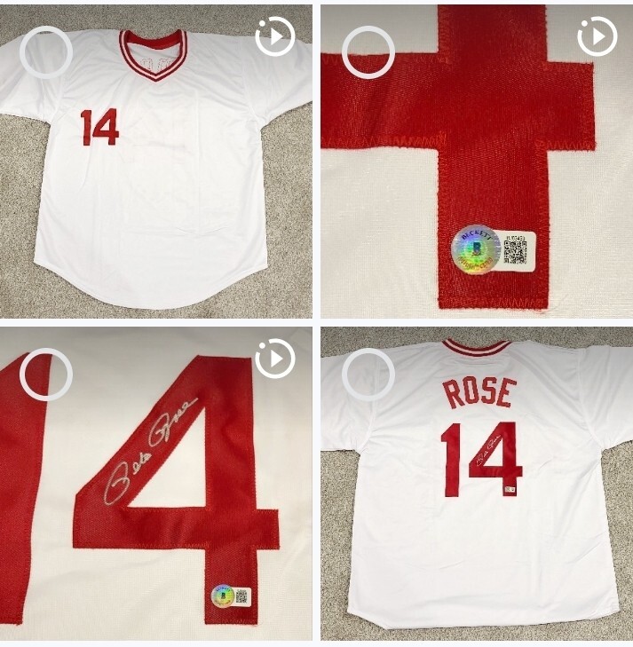 BECKETT COA CERTIFIED AUTOGRAPHED PETE ROSE CINCINNATI REDS BASEBALL JERSEY MLB