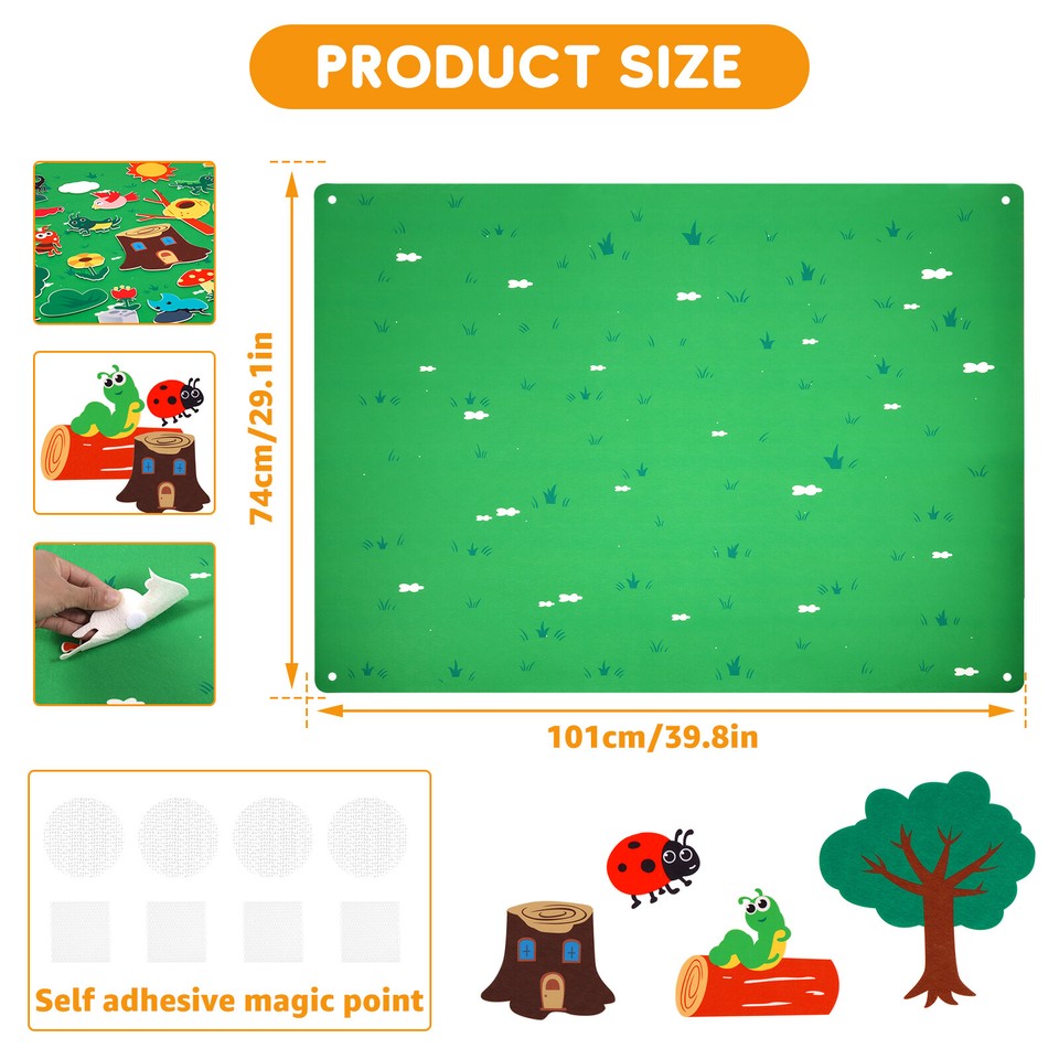 3.3ft Felt Story Board Set Farm Animals FeltBoard Story Set Early