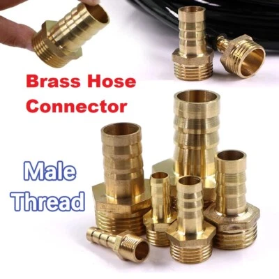 2PCS Brass Pipe Reducer Connector 1/8 1/4 1/2 3/8 BSP Thread x Hose Tail End