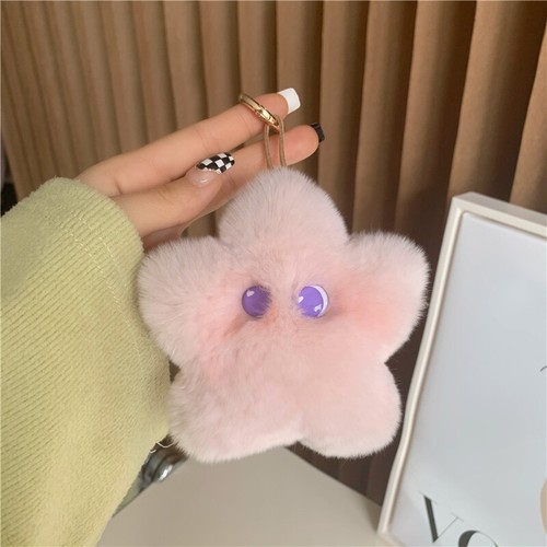 Real Rabbit Fur Star Keyring Bag charm Keychain Bag Purse Car Phone Pendant Gift - Picture 8 of 12