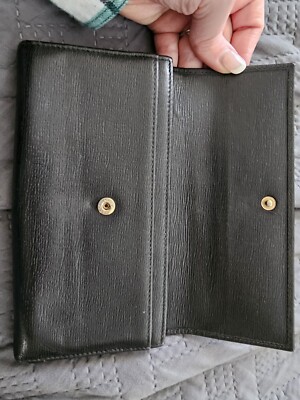 M Gucci Vintage Black Leather Long Wallet | eBay