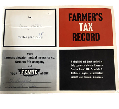 1960s Farmers Tax Record Book Farmers Elevator Advertising VTG  Mutual Insurance