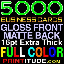5000 CUSTOMIZED FULL COLOR BUSINESS CARDS 16PT 2 SIDED Gloss FRONT Matte BACK