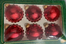 Set 6 Vintage Christmas By Krebs Christmas Ornament Red Glass Made In USA