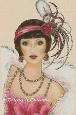 Art Deco Lady in Pink Dress Counted Cross Stitch Chart No.1-90 