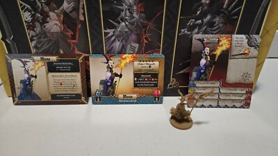 Massive Darkness Warrior Priests Moira with MD1, MD2, and Zombicide Cards