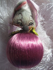 Felt Fabric Momma Mouse on Satin wrapped BALL  Christmas Ornament Purple Gray — photo 4