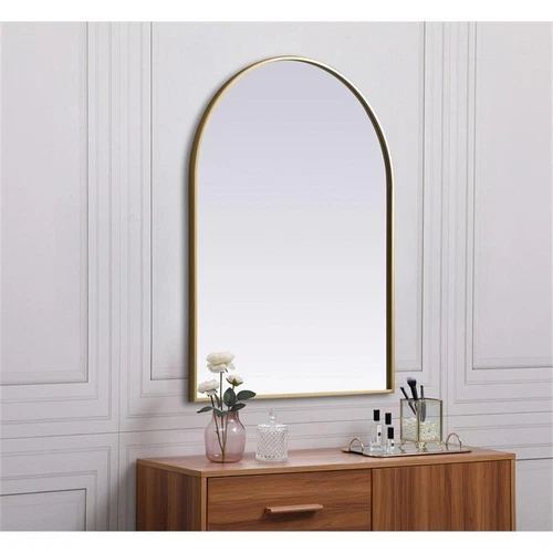 Elegant Decor Ayra 27x36" Arch Modern MDF Wood/Iron Mirror in Brass - Picture 8 of 9