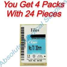 *24-Pieces* Kerr SybronEndo K-Files Size-70 Length 30mm Stainless Steel 06166