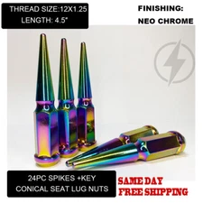 FIT SUZUK NISSA ARMADA FRONTIER TITAN XTERRA SPIKE LUG NUT 12x1.25 NEO CHROME 24