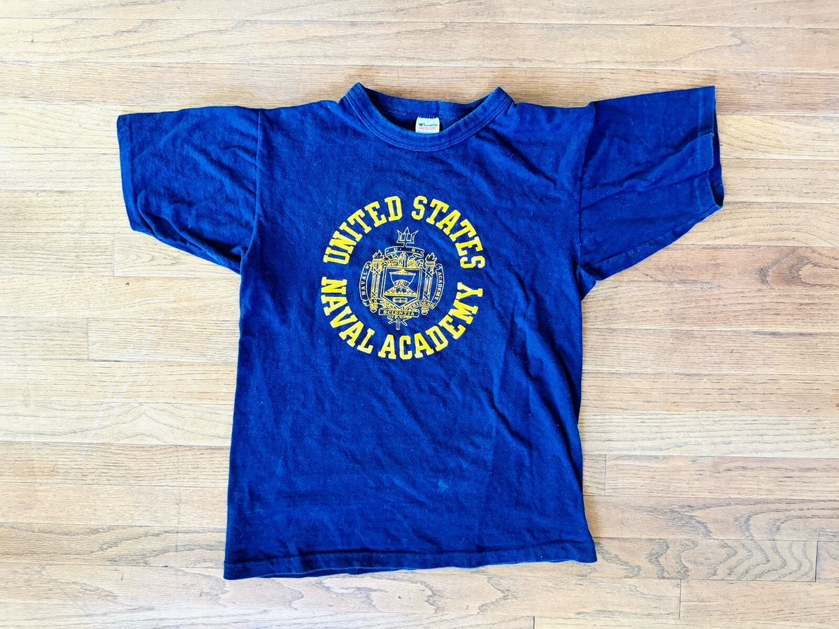 Vintage 70s 80s Champion United States Naval Academy T Shirt Navy 