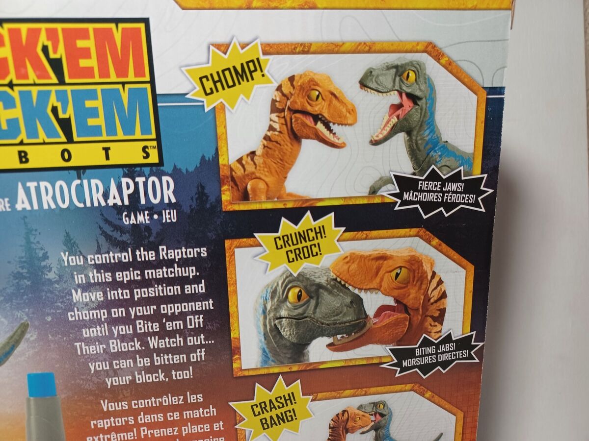  Mattel Games Rock 'Em Sock 'Em Raptors Jurassic World  Domination Kids Game Fighting Raptors with Blue vs Atrociraptor : Toys &  Games