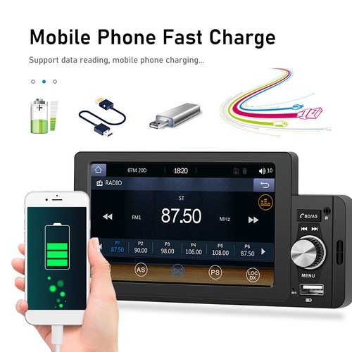 5" Car Stereo Radio Audio CarPlay MP5 Player Touch Screen Bluetooth Single 1 Din - Picture 9 of 12