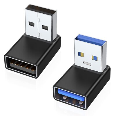 AreMe 90 Degree USB 30 Adapter 2 Pack Up and Down Angle USB A Male to Female C