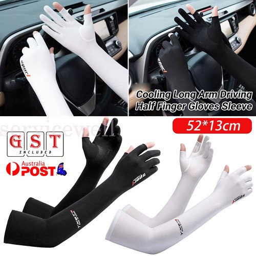 UV Sun Protection Cooling Long Arm Driving Half Finger Gloves Sleeve ...