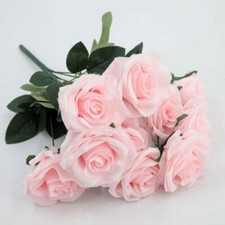 10 Heads Silk Rose Artificial Flowers Bouquet Wedding Garden Home Party Decor UK