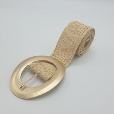 Cream with gold thread elasticated straw belt
