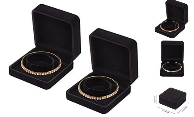 2 Pieces Velvet Bracelet Boxes for Jewelry Gift, Classic Jewelry Box Black