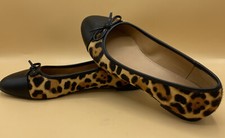 J. Crew Leopard Calf Hair Ballet Flats Captoe Shoes Comfort Excellent US Sz 7