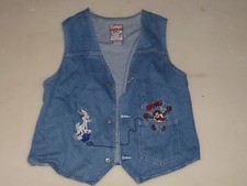 LOONEY TUNES WARNER BROS BUGS BUNNY TAZ JEAN DENIM BUTTON UP VEST WOMANS SIZE M