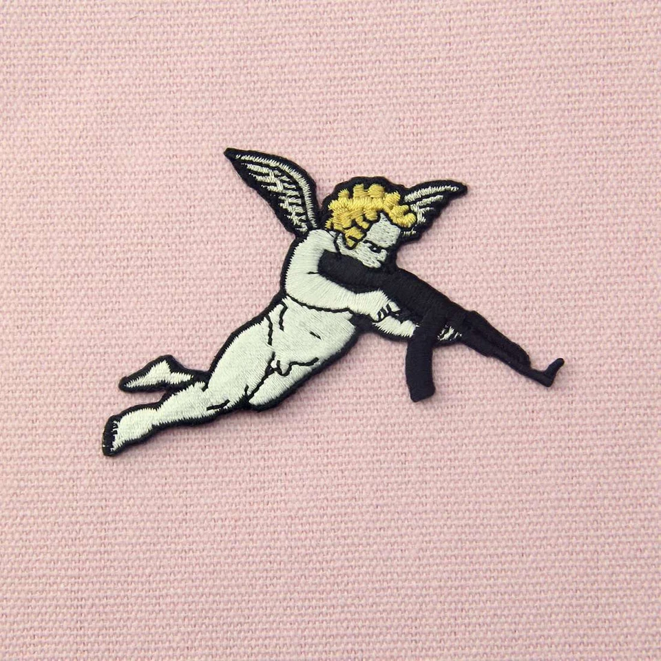 Cupid Gun patch Embroidered Iron On Sew On Patches Appliques Biker transfers 459 - Image 3 of 4